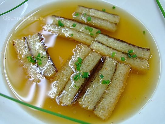 Bouillon aux croûtons de rate