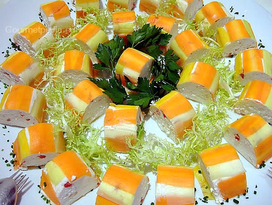 Terrine de fromage frais de chèvre en carottes et poireaux