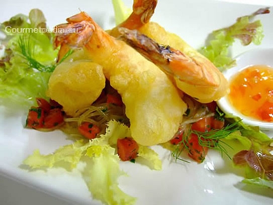 King prawns in Tempura batter for deep frying