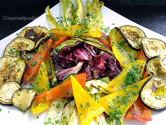 Grilled vegetables with herb vinaigrette