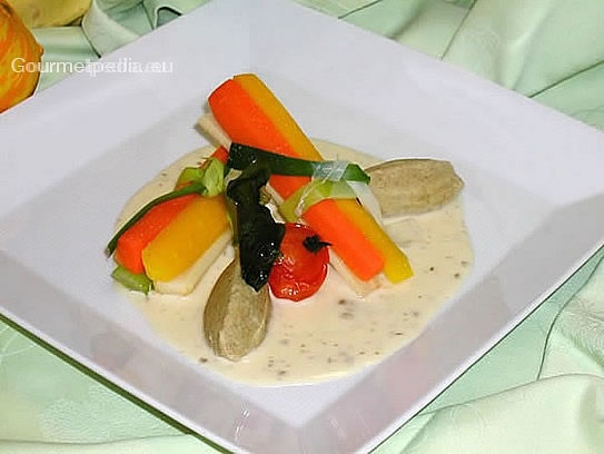 Vegetables roots with wholemeal gnocchi