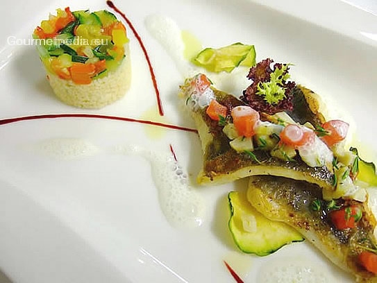 Grilled fillet of sea bass with vegetables couscous