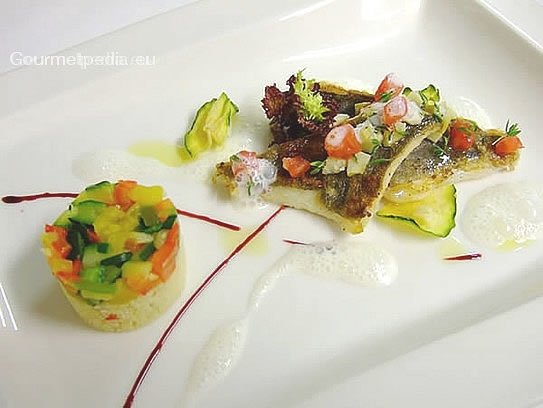 Grilled fillet of sea bass with vegetables couscous
