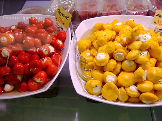 Hot peppers with fresh goat cheese